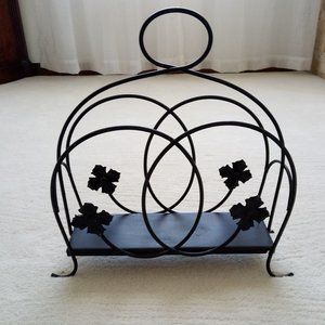 Vintage Black Wrought Iron Magazine Holder/Rack